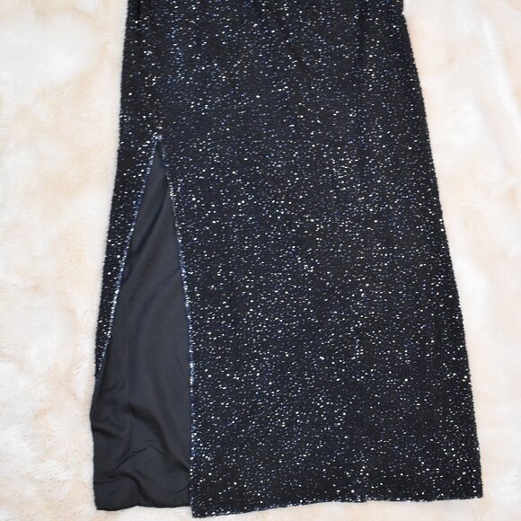 Cache Vintage Black Silk Beaded Maxi Skirt Sz 12 Formal Y2K Sparkly Chic - Picture 3 of 11